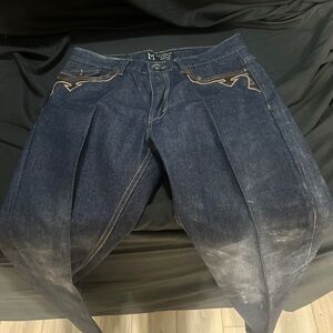 Men's Dark Denim Jeans-Contrast Stitching-Y2K monarchy jeans-34/32-#569